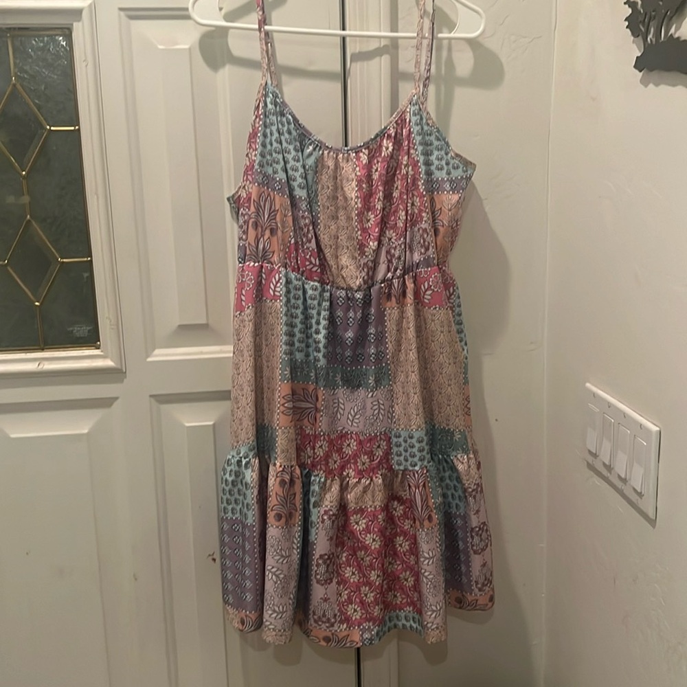 SHEIN plus patchwork print ruffle hem
